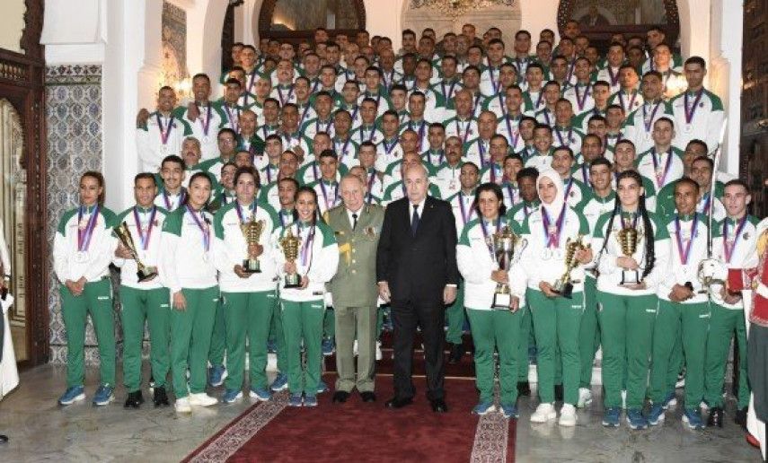 End of ceremony honouring national military sports elites chaired by President of Republic