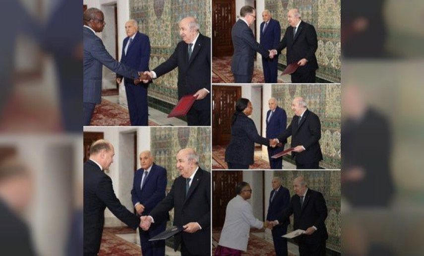 President Tebboune chairs ceremony for presentation of letters of credentials by five new ambassadors