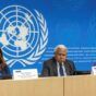 Mohamed Chande Othman (C) and members the Independent International Fact Finding for Sudan brief the media on September 6, 2024 (AP photo)