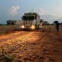 WFP trucks at Adre crossing on the Chad–Sudan border on August 21, 2024 (USAID photo)