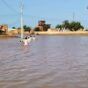 A street covered with water in Tokar town in the Red Sea State on August 27, 2024