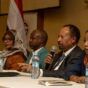 Former Prime Minister Abdalla Hamdok (second from right) participates in an internal Tagadum discussion in Kampala on December 5, 2024.