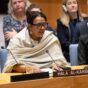 Hala Al-Karib speaking at the the United Nations Security Council Open Debate on Women, Peace, and Security on October 25, 2023 (UN photo)