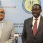 South Sudan's Amb John Samuel Bwogo poses with Sudanes ambassador Isam Karrar on Jan 15, 2025