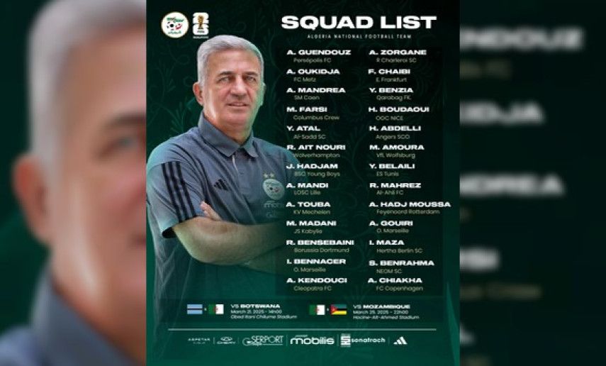 Mondial-2026 (Qualif's) Algérie: Petkovic dévoile une liste de 26  joueurs, retour de Belaïli    