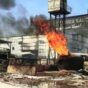 Flames and smoke coming out from a factory in Khartoum, Sudan (AFP photo)