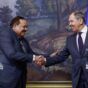 Russian Foreign Minister Sergei Lavrov and his Sudanese counterpart Ali Youssif shake hands during a press conference following their talks in Moscow, Russia, February 12, 2025. Reuters photo